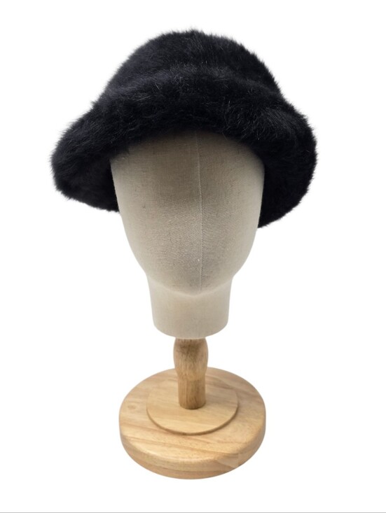 Vintage Marzi For Neiman Marcus Rabbit Fur Kangaroo Side Swept Brim Hat Black main image 11